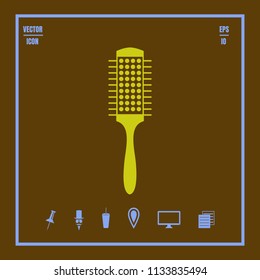round hairbrush vector illustration. Icon on a flat design style. EPS 10
