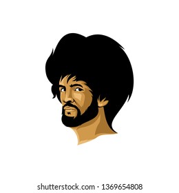round haired male mascot logo