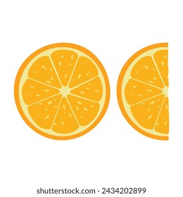 Round and half orange slice , isolated on white background. icon, vector illustration.