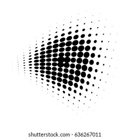 Round halftone dot pattern, element, monochrome abstract graphic for dtp, dpi prepress or generic concepts. Vector modern background for posters, sites, postcards, business cards.