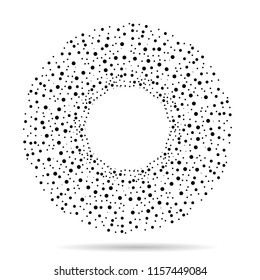 round halftone frame of black dots on white background, abstract vector