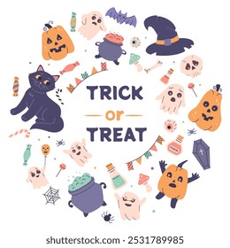 Round halloween frame.Halloween poster.Round halloween frame.