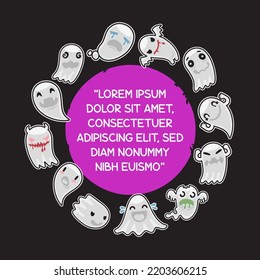 Round Halloween Frane with Ghosts. Spooky characters makes it quick and easy to customize your fun and horror projects.