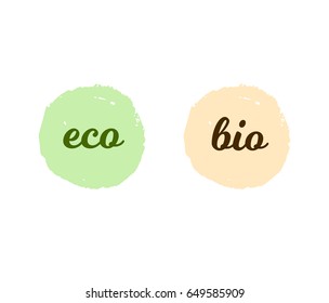 Round hand drawn eco bio sticker vector flat