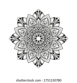 Round hand drawn floral mandala. Vector illustration for  henna, mehndi, tattoo, decoration.