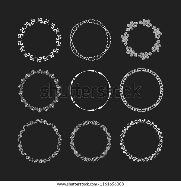 Round hand drawn frames set, vector isolated design\
elements. 