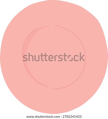 A round hand-drawn plate with smooth lines and subtle shading. The circular dish features a simplistic outline and gentle curves. Cartoon vector illustration.