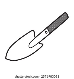 round handle garden shovel image black and white, simple vector