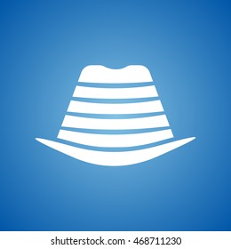 Round Hat Icon on blue color.