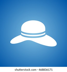 Round Hat Icon on blue color.