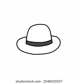 Round hat sketch vector illustration, isolated on white background.