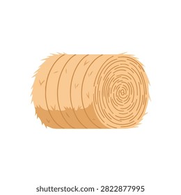 Round Hay Bale Illustration Isolated on White Background, Harvest Farming and Agriculture Concept