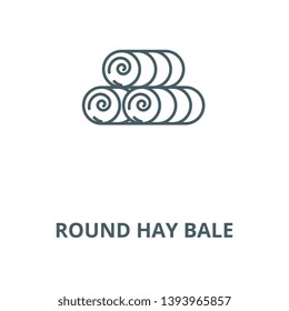 Round hay bale vector line icon, linear concept, outline sign, symbol