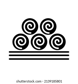 Icono de glifo de balas de heno redondo. Señal de agricultura. Símbolo gráfico para el diseño del sitio web, logotipo, aplicación, interfaz de usuario. Ilustración del vector, EPS10.