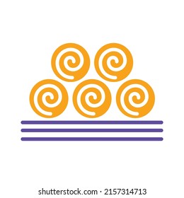 Icono de glifo aislado de vectores de balas de heno redondo. Señal de agricultura. Símbolo gráfico para el diseño del sitio web, logotipo, aplicación, interfaz de usuario. Ilustración del vector, EPS10.