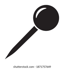Round head push pin or thumb tack flat vector icon for apps and websites