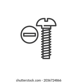 Round head screw line icon. linear style sign for mobile concept and web design. Machine screw outline vector icon. Symbol, logo illustration. Vector graphics