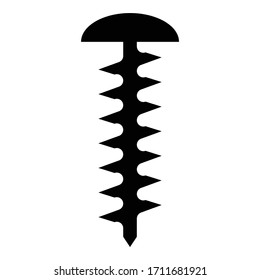 Tornillo de cabeza redonda Autoadhesivo Hardware Construcción elemento icono negro color ilustración vectorial estilo plano imagen