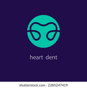 Logo de Round heart y dent. Diseño único. Plantilla de logotipo de salud clínica y dental. vector.