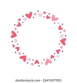 Round heart frame in pink and red tones. Perfect for Valentine s Day cards, romantic invitations, and love-themed designs. Cute and minimal hand drawn style.
