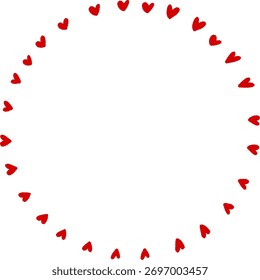 Round Heart Frame Vector, Hand-Drawn Circular Border with Hearts