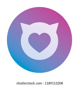 Round heart icon with cat ears. Vector