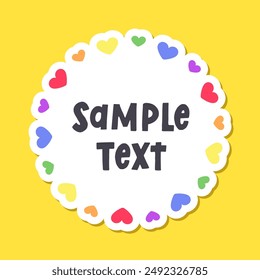 Round heart rainbow frame border. Valentines Day, Pride month flag concept. Vector flat illustration.