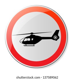 Round helicopter or helipad sign, vector