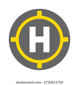 Ilustración aislada del Vector del símbolo del helipuerto redondo