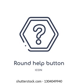 round help button icon from user interface outline collection. Thin line round help button icon isolated on white background.