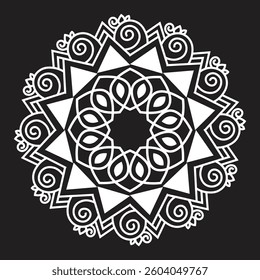 Round  and henna art icon mandala.