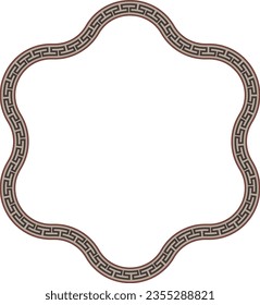 Round Hexagram Shape Frame geometric shape old Greek key pattern Greek meander pattern antique retro vintage meander old-fashioned design picture frame art and craft borders element decorate isolated 