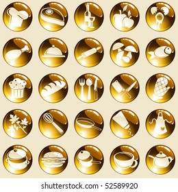 Round high-gloss food icons (Eps10); JPG version also available