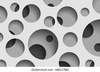 Round holes in the gray surface, multilevel abstraction, vector minimal background 