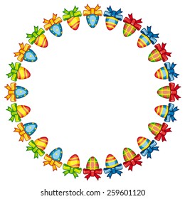 Round holiday frame with Easter eggs