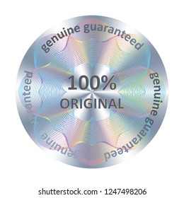 Round hologram realistic sticker. Vector element for product quality guarantee