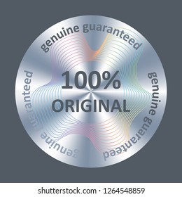 Round hologram realistic sticker. Vector element for product quality guarantee