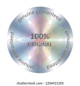 Round hologram sticker. Vector element for product quality guarantee