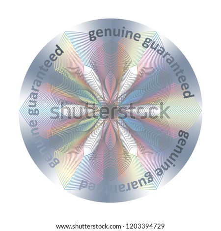 Round hologram sticker. Vector element for product quality guarantee
