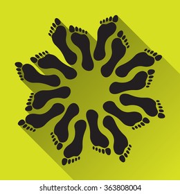 Round from human barefoots in a flat design