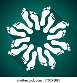 Round from human barefoots in a flat design