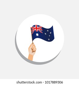 Round Icelandic flag icon on white background. Flag in hand. Isolated Vector Illustration