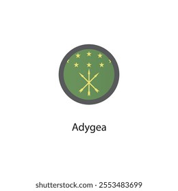 Round icon of Adygea flag. Simple vector illustration.