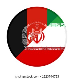 round icon with afghanistan and iran flags, isolated on white background