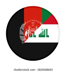 round icon with afghanistan and iraq flags, isolated on white background