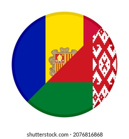 icono circular con banderas andorra y belarús. ilustración vectorial aislada en fondo blanco
