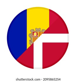 icono de redondeo con indicadores andorra y denmark. ilustración vectorial aislada en fondo blanco
