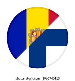 round icon with andorra and finland flags isolated on white background
