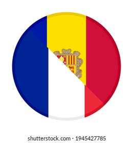 round icon with andorra and france flags isolated on white background
