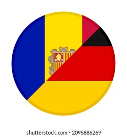 round icon with andorra and germany flags. vector illustration isolated on white background
